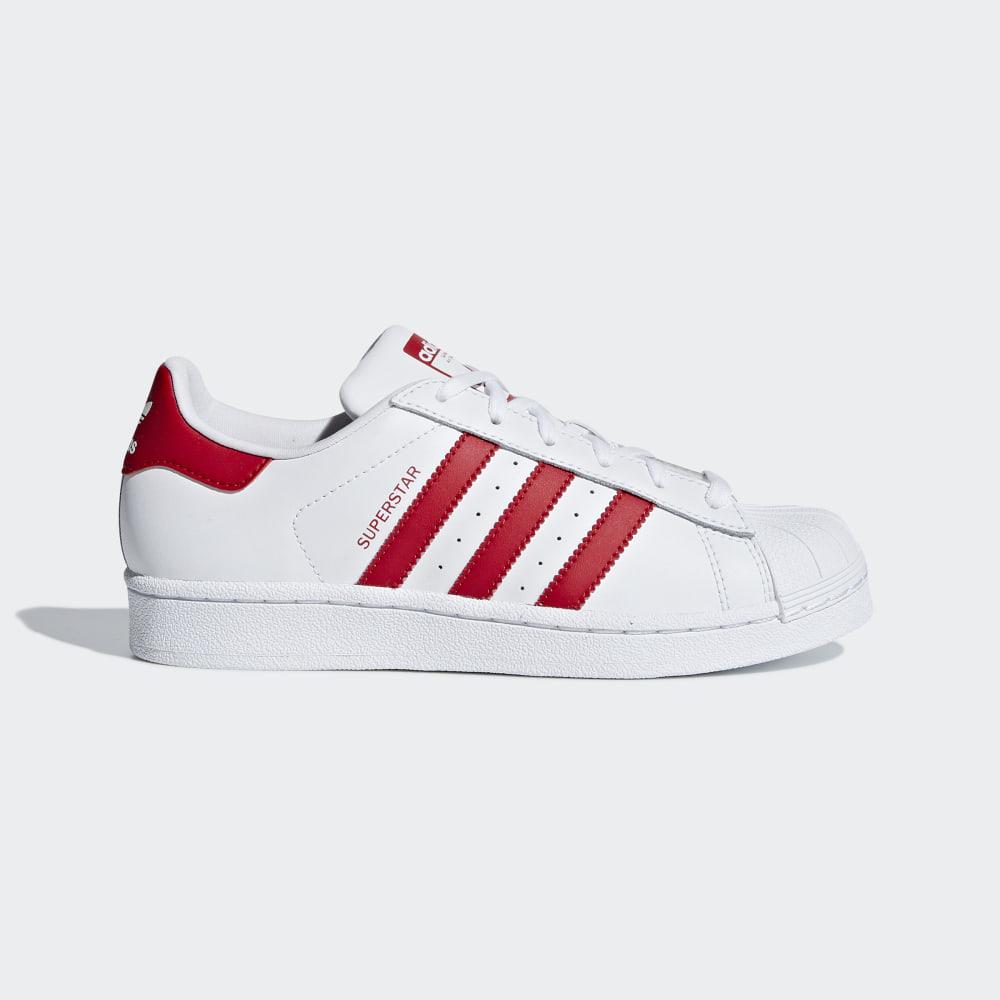 Adidas Boys' Superstar Shell Toe Originals Shoes White/Deep Red Ireland CG6609